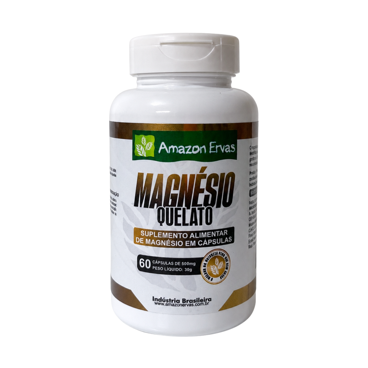 1 pote de Magnésio Quelato 500mg Amazon Ervas